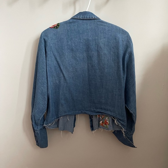 ZARA Denimwear Embroidered Crop Shirt - Picture 5 of 8